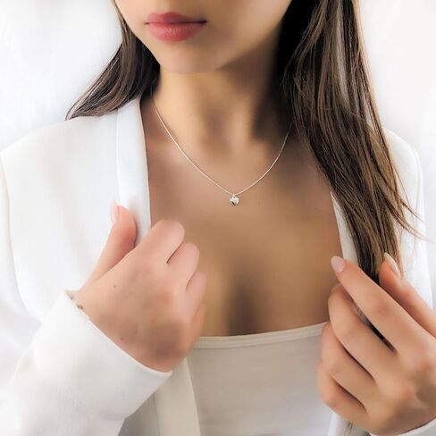 Annika Bella Dainty Sterling Silver Heart Necklace, 925 Chain, Charm Necklaces, Valentine's Day Gift for Girlfriend/Her, CZ / 3D / Heart Frame in Saudi Arabia