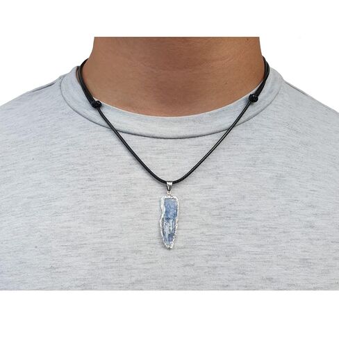 قلادة كريستال من الأحجار الكريمة الطبيعية مع قلادة حجر - تميمة للحماية وشفاء الشاكرا، مجوهرات مصنوعة يدويًا مع حقيبة هدايا، من الكوارتز الدخاني (فضي) in Kuwait