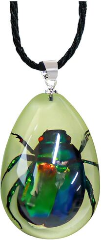 Handmade Resin Necklaces For Women Men Bug Necklace Glow In The Dark Necklaces Cool Pendant Necklaces For Men Weird Insect Necklace Braided Leather Necklace For Men Waterproof Woven Wax Rope Necklaces in Kuwait