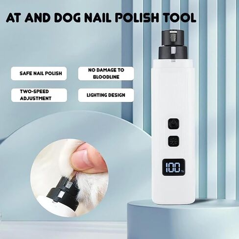 Cat Nail, Safe Cut Cat Nail Trimmer, Nail Trimmer, Two Adjustable with 360° Grinding Settings, Low-Vibration Ultra-Quiet Under 40db ＆ Powerful Enough for All Cats ＆Dogs (White) in Saudi Arabia