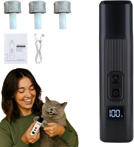 Cat Nail, Safe Cut Cat Nail Trimmer, Nail Trimmer, Two Adjustable with 360° Grinding Settings, Low-Vibration Ultra-Quiet Under 40db ＆ Powerful Enough for All Cats ＆Dogs (White) in Saudi Arabia