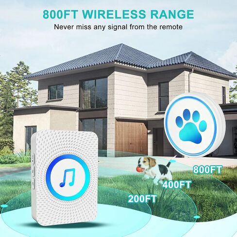 Dog Door Bell for Potty Training, Smart Wireless Doggie Doorbell to Go Outside, 1000 Feet Long Range with IP65 Waterproof Super-Light Touch Button, 60 Melodies & Adjustable Volume (Black) in Saudi Arabia