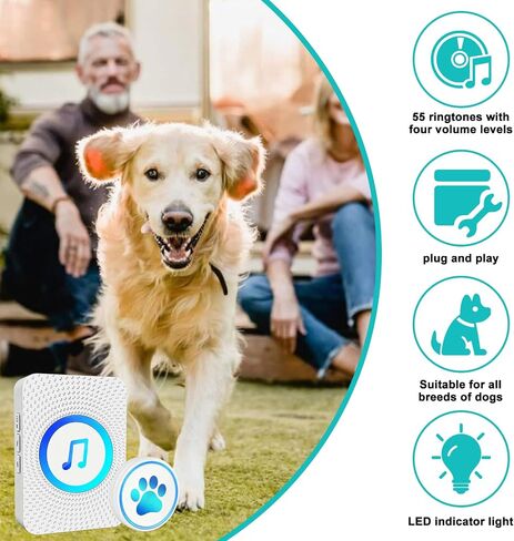 Dog Door Bell for Potty Training, Smart Wireless Doggie Doorbell to Go Outside, 1000 Feet Long Range with IP65 Waterproof Super-Light Touch Button, 60 Melodies & Adjustable Volume (Black) in Saudi Arabia