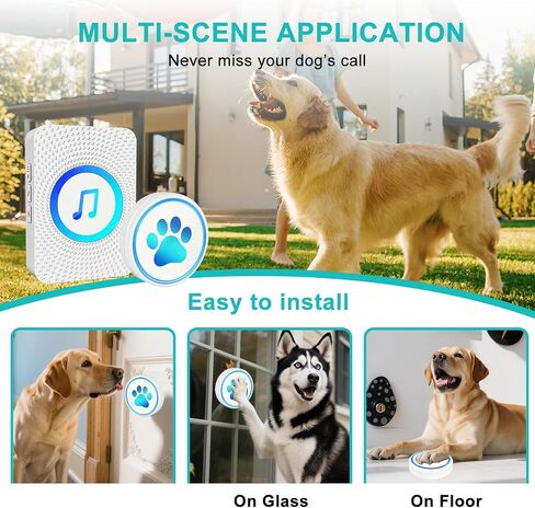Dog Door Bell for Potty Training, Smart Wireless Doggie Doorbell to Go Outside, 1000 Feet Long Range with IP65 Waterproof Super-Light Touch Button, 60 Melodies & Adjustable Volume (Black) in Saudi Arabia