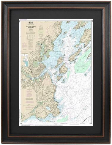 Framed Nautical Map 13292 : Portland Harbor- Poster Size. Handmade in USA in Saudi Arabia