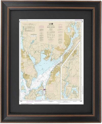 Framed Nautical Map 13226 : Mount Hope Bay- Poster Size. Handmade in USA in Saudi Arabia