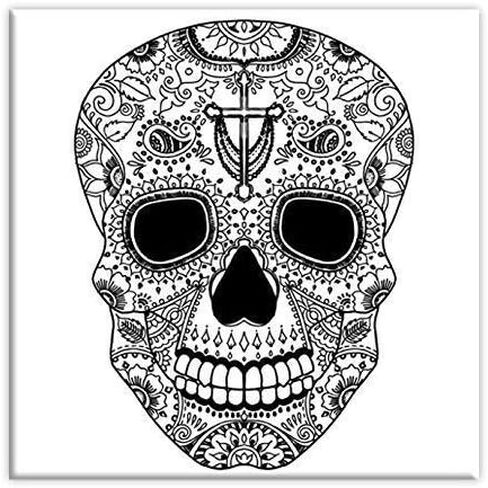 لوحة قماشية تحمل علامة Sugar Skull مسبقًا | قماش معبأ ممتد مقاس 8 × 8 بوصات | قماش مرسوم مسبقًا | فن DIY | حفلة الطلاء و SIP | قماش مصنوع يدويًا ممتاز | حفلة الرسم in Saudi Arabia