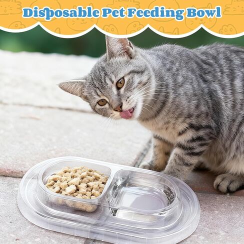 30 Pcs Disposable Cat Bowls with Ant Proof Moats - No Spill Double Bowl Tray for Stray & Outdoor Cats, Travel & Feeding - 30 Day Supply in Saudi Arabia