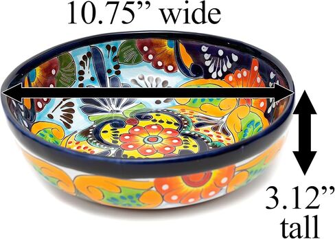 Mexican Talavera Pottery Large Serving Bowl, Handpainted Ceramic Pasta Bowl, Fruit Bowl, Hand Crafted Decorative Bowl for Salad Party Serving Bakeware Handmade Mexico Kitchen Art Unique Gift Platter in Saudi Arabia
