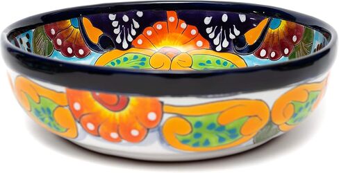 Mexican Talavera Pottery Large Serving Bowl, Handpainted Ceramic Pasta Bowl, Fruit Bowl, Hand Crafted Decorative Bowl for Salad Party Serving Bakeware Handmade Mexico Kitchen Art Unique Gift Platter in Saudi Arabia