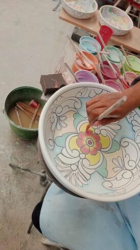 Mexican Talavera Pottery Large Serving Bowl, Handpainted Ceramic Pasta Bowl, Fruit Bowl, Hand Crafted Decorative Bowl for Salad Party Serving Bakeware Handmade Mexico Kitchen Art Unique Gift Platter in Saudi Arabia