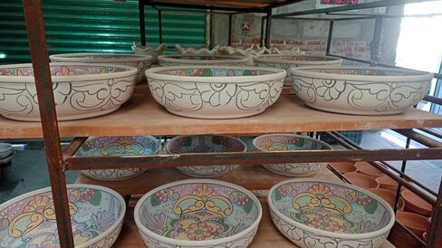 Mexican Talavera Pottery Large Serving Bowl, Handpainted Ceramic Pasta Bowl, Fruit Bowl, Hand Crafted Decorative Bowl for Salad Party Serving Bakeware Handmade Mexico Kitchen Art Unique Gift Platter in Saudi Arabia