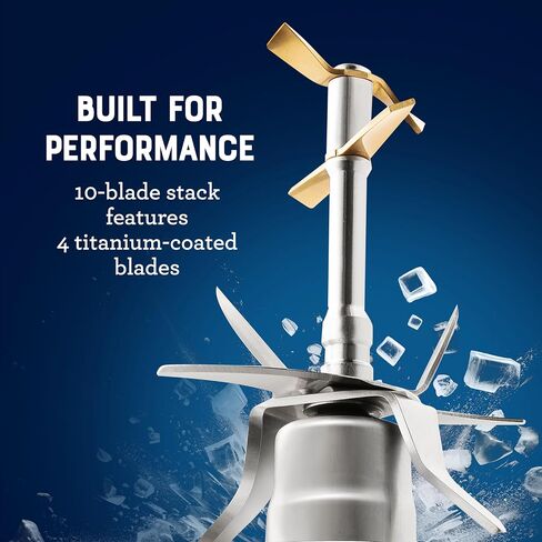 خلاط Oster Extreme Mix، وعاء زجاجي سعة 64 أونصة، 3 وظائف iBlend محددة مسبقًا، 1600 واط، مجموعة شفرات ذات 10 نقاط مع طلاء تيتانيوم وكوب Blend-N-Go سعة 24 أونصة in Kuwait