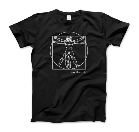 تي شيرت ليوناردو دافنشي، Vitruvian Man Sketch (للبالغين والأطفال وأكمام قصيرة وطويلة) in Kuwait