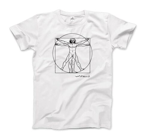 تي شيرت ليوناردو دافنشي، Vitruvian Man Sketch (للبالغين والأطفال وأكمام قصيرة وطويلة) in Kuwait