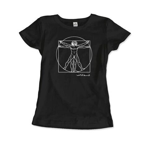تي شيرت ليوناردو دافنشي، Vitruvian Man Sketch (للبالغين والأطفال وأكمام قصيرة وطويلة) in Kuwait