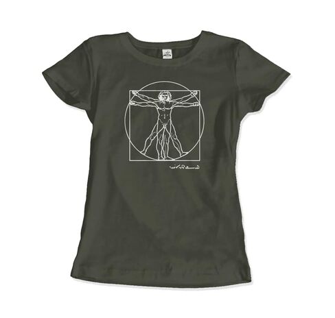 تي شيرت ليوناردو دافنشي، Vitruvian Man Sketch (للبالغين والأطفال وأكمام قصيرة وطويلة) in Kuwait