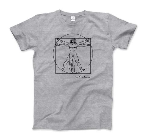 تي شيرت ليوناردو دافنشي، Vitruvian Man Sketch (للبالغين والأطفال وأكمام قصيرة وطويلة) in Kuwait