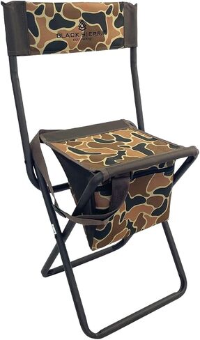 Black Sierra Equipment Folding Chair with High Back for Hunting, Lightweight, Heavy Duty, Fishing Chair Supports 250 LBS, Folding Camping Chair in Saudi Arabia