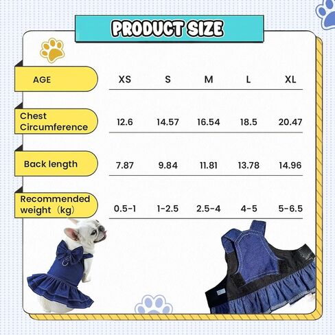 Dog Denim Dresses Bow Princess Harness Dress Summer Dog Apparel with Leash Ring for Medium Large Dog Cat Small Pets Animals in Saudi Arabia