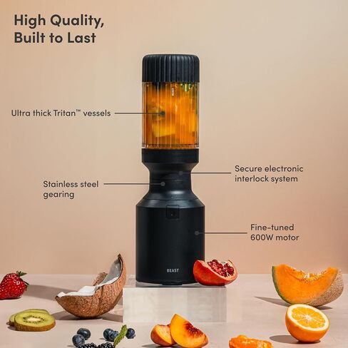 Beast Mini Blender Plus, Countertop Blender, Sand, 600W | Blend Smoothies, Shakes, Dressings, Sauces & Dips, Extra Tritan Vessels, Straw Cap & Straws Included in Saudi Arabia
