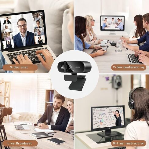 كاميرا الويب الكاملة عالية الدقة مع الميكروفون ، كاميرا ويب 1080 بكسل للكمبيوتر الشخصي ، 90 درجة FOV ، كاميرا الويب المزدوجة للميكروفون للحصول على صوت استريو واضح ، توصيل وتشغيل كاميرا ويب USB لتكبير/سكايب/فرق ، المؤتمرات والفيديو in Kuwait