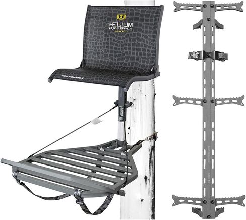 Hawk Helium Ultra Lite Hang-On Stable Lightweight Aluminum Big Game Bow Hunting Tree Stand with 20" x 24" Platform & 16" x 10" Pressure Relieving Memory Foam Seat in Kuwait
