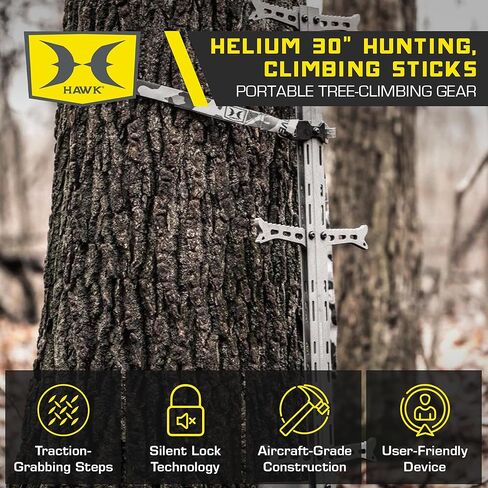 Hawk Helium Ultra Lite Hang-On Stable Lightweight Aluminum Big Game Bow Hunting Tree Stand with 20" x 24" Platform & 16" x 10" Pressure Relieving Memory Foam Seat in Kuwait