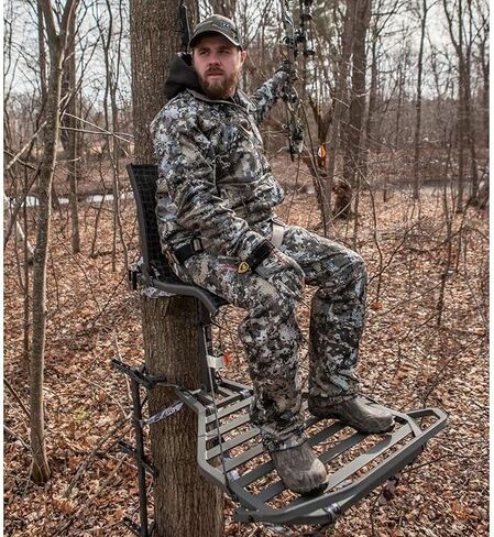 Hawk Helium Ultra Lite Hang-On Stable Lightweight Aluminum Big Game Bow Hunting Tree Stand with 20" x 24" Platform & 16" x 10" Pressure Relieving Memory Foam Seat in Kuwait
