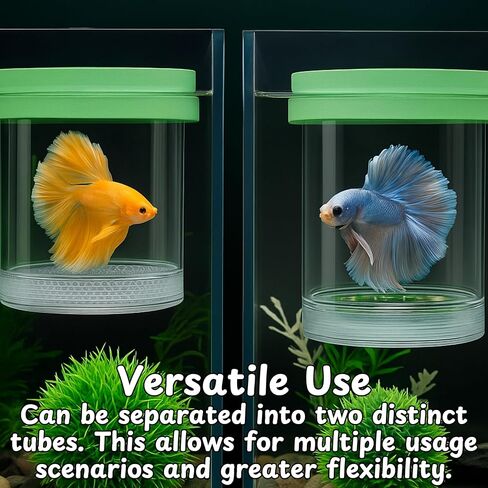 Betta Guppy Breeding Box for Fish Tank and Artificial Plants, Floating Guppy Breeding Box with Suction Cups, Acrylic Breeder Isolation Incubator for Aquarium Tank, Hatchery Breeder Chamber (Green, M) in Saudi Arabia