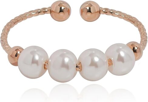 Anxiety Fidget Ring for Women 925 Sterling Silver Spinning Ring Gold Ring Anxiety Relieving Fidget Ring Stress Relief Healing Ring Pearl Bead Ring (Rose Gold) in Saudi Arabia