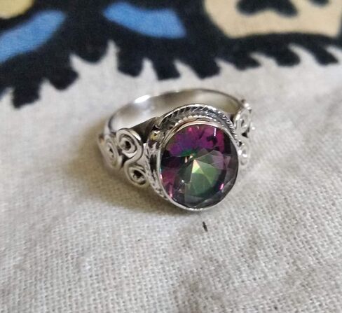 Genuine Rainbow Fire Mystic Topaz Ring, Solid 925 Sterling Silver, Engagement Ring, Vintage Jewelry Handmade Mystic Topaz Ring, Best Gift For Women, Fine Jewelry, Bridesmaid Gift, Awesome Jewelry in Saudi Arabia