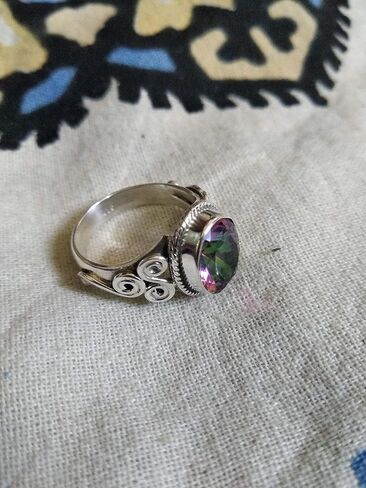 Genuine Rainbow Fire Mystic Topaz Ring, Solid 925 Sterling Silver, Engagement Ring, Vintage Jewelry Handmade Mystic Topaz Ring, Best Gift For Women, Fine Jewelry, Bridesmaid Gift, Awesome Jewelry in Saudi Arabia