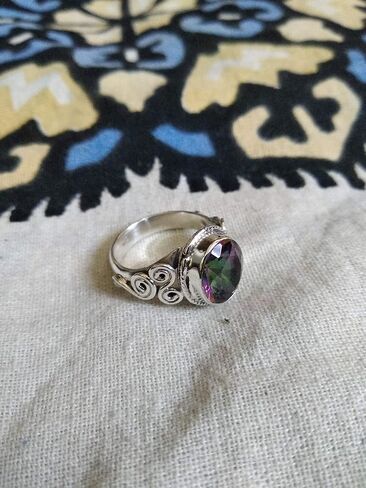 Genuine Rainbow Fire Mystic Topaz Ring, Solid 925 Sterling Silver, Engagement Ring, Vintage Jewelry Handmade Mystic Topaz Ring, Best Gift For Women, Fine Jewelry, Bridesmaid Gift, Awesome Jewelry in Saudi Arabia