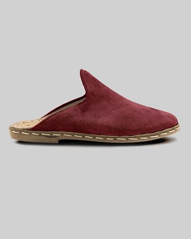 Ottoman Burgundy Color Artisan Handcrafted Suede Genuine Leather Zero Drop Slippers For Men Wide Toe Box Flexible Sole Lightweight Breathable Eco-Friendly Grounding Minimalist Shoes in Saudi Arabia