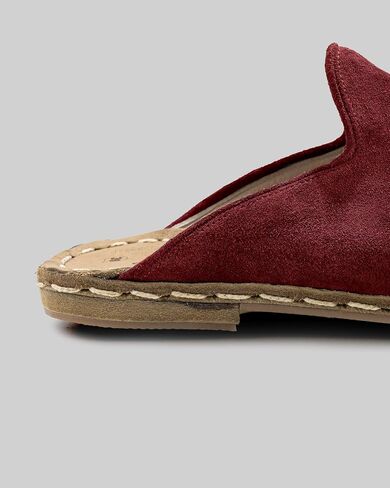 Ottoman Burgundy Color Artisan Handcrafted Suede Genuine Leather Zero Drop Slippers For Men Wide Toe Box Flexible Sole Lightweight Breathable Eco-Friendly Grounding Minimalist Shoes in Saudi Arabia