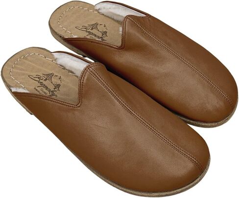 Golden Horn Dark Tan Color Artisan Handcrafted Genuine Leather Grounding Barefoot Shearling Slipper For Men Wide Toe Box Flexible Sole Lightweight Breathable Eco-Friendly Grounding Minimalist Shoes in Saudi Arabia