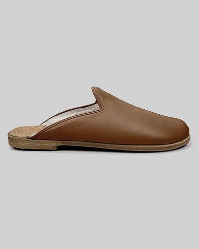 Golden Horn Dark Tan Color Artisan Handcrafted Genuine Leather Grounding Barefoot Shearling Slipper For Men Wide Toe Box Flexible Sole Lightweight Breathable Eco-Friendly Grounding Minimalist Shoes in Saudi Arabia