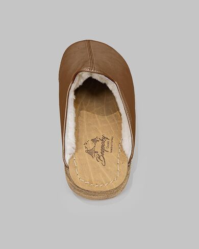 Golden Horn Dark Tan Color Artisan Handcrafted Genuine Leather Grounding Barefoot Shearling Slipper For Men Wide Toe Box Flexible Sole Lightweight Breathable Eco-Friendly Grounding Minimalist Shoes in Saudi Arabia