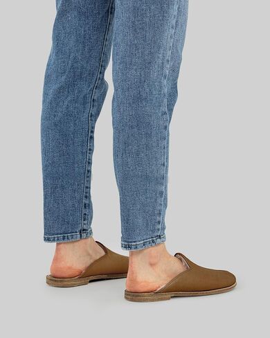 Golden Horn Dark Tan Color Artisan Handcrafted Genuine Leather Grounding Barefoot Shearling Slipper For Men Wide Toe Box Flexible Sole Lightweight Breathable Eco-Friendly Grounding Minimalist Shoes in Saudi Arabia