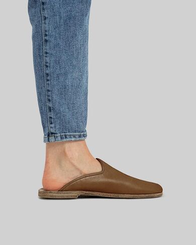 Golden Horn Dark Tan Color Artisan Handcrafted Genuine Leather Grounding Barefoot Shearling Slipper For Men Wide Toe Box Flexible Sole Lightweight Breathable Eco-Friendly Grounding Minimalist Shoes in Saudi Arabia