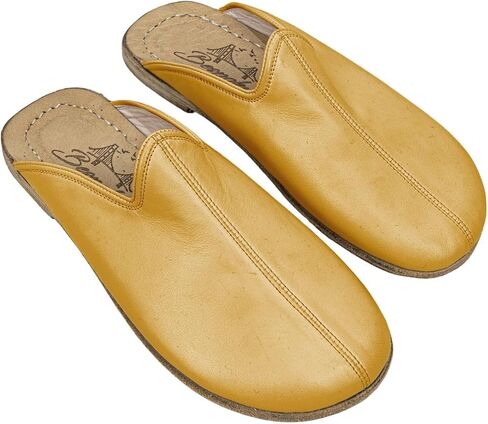 Pierre Loti Mustard Yellow Color Artisan Handcrafted Genuine Leather Grounding Barefoot Slipper For Men Wide Toe Box Flexible Sole Lightweight Breathable Eco-Friendly Grounding Minimalist Shoes in Saudi Arabia