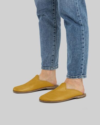 Pierre Loti Mustard Yellow Color Artisan Handcrafted Genuine Leather Grounding Barefoot Slipper For Men Wide Toe Box Flexible Sole Lightweight Breathable Eco-Friendly Grounding Minimalist Shoes in Saudi Arabia