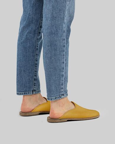 Pierre Loti Mustard Yellow Color Artisan Handcrafted Genuine Leather Grounding Barefoot Slipper For Men Wide Toe Box Flexible Sole Lightweight Breathable Eco-Friendly Grounding Minimalist Shoes in Saudi Arabia