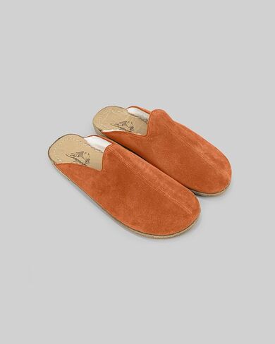 Golden Horn Orange Color Artisan Handcrafted Suede Leather Grounding Barefoot Shearling Slipper For Men Wide Toe Box Flexible Sole Lightweight Breathable Eco-Friendly Grounding Minimalist Shoes in Saudi Arabia