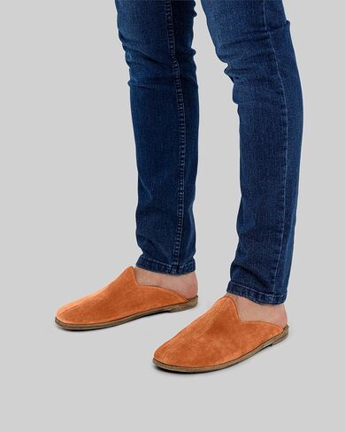 Golden Horn Orange Color Artisan Handcrafted Suede Leather Grounding Barefoot Shearling Slipper For Men Wide Toe Box Flexible Sole Lightweight Breathable Eco-Friendly Grounding Minimalist Shoes in Saudi Arabia
