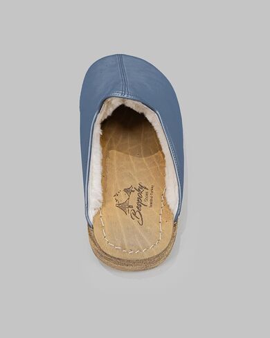 Golden Horn Jean Blue Color Artisan Handcrafted Genuine Leather Grounding Barefoot Shearling Slipper For Men Wide Toe Box Flexible Sole Lightweight Breathable Eco-Friendly Grounding Minimalist Shoes in Kuwait