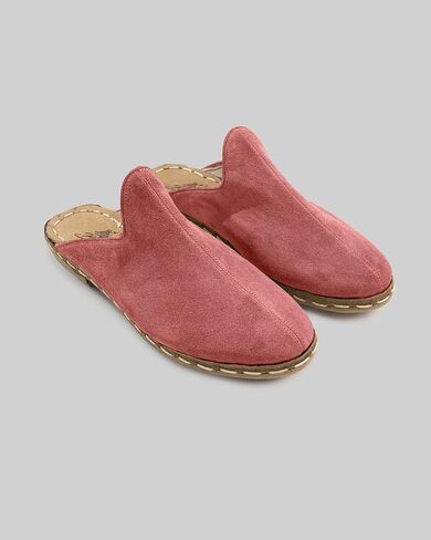 Ottoman Pink Color Artisan Handcrafted Suede Genuine Leather Zero Drop Slippers For Men Wide Toe Box Flexible Sole Lightweight Breathable Eco-Friendly Grounding Minimalist Shoes in Saudi Arabia
