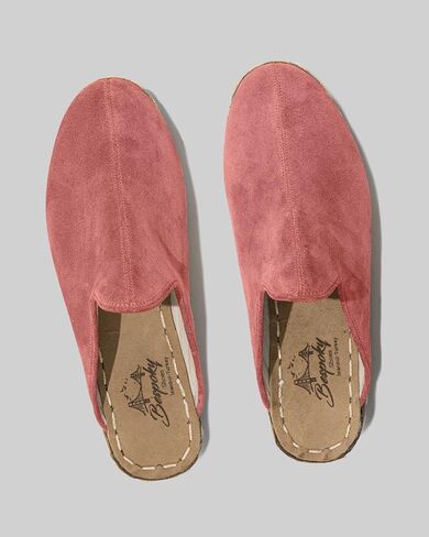 Ottoman Pink Color Artisan Handcrafted Suede Genuine Leather Zero Drop Slippers For Men Wide Toe Box Flexible Sole Lightweight Breathable Eco-Friendly Grounding Minimalist Shoes in Saudi Arabia