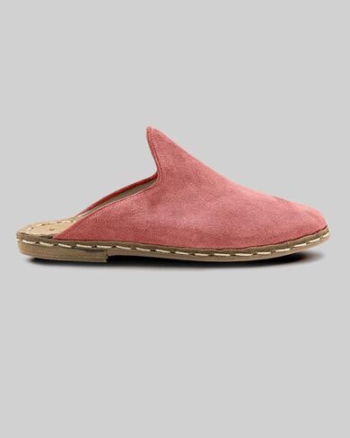 Ottoman Pink Color Artisan Handcrafted Suede Genuine Leather Zero Drop Slippers For Men Wide Toe Box Flexible Sole Lightweight Breathable Eco-Friendly Grounding Minimalist Shoes in Saudi Arabia